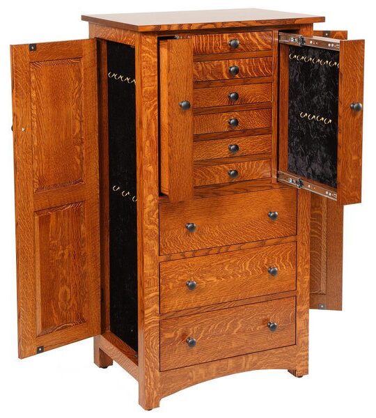 Amish Bungalow Mission Jewelry Armoire Wing