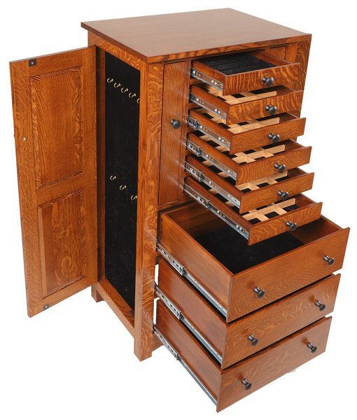 Amish Bungalow Mission Jewelry Armoire Drawers