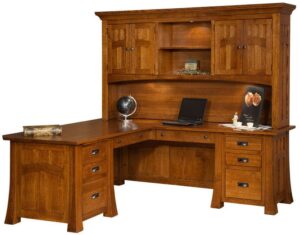 Bridgefort Hardwood Mission Corner Desk and Topper