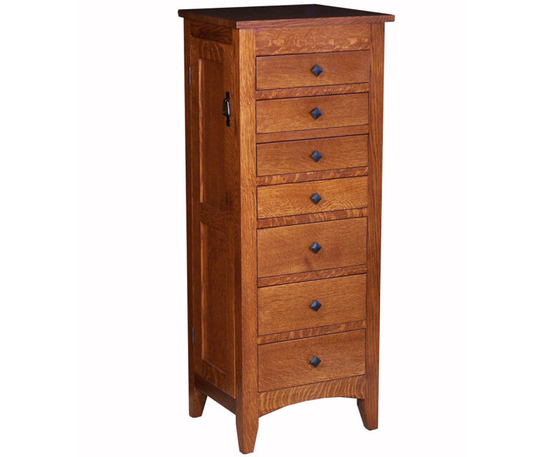 Custom Flush Mission Jewelry Armoire - Qrtr Sawn White Oak