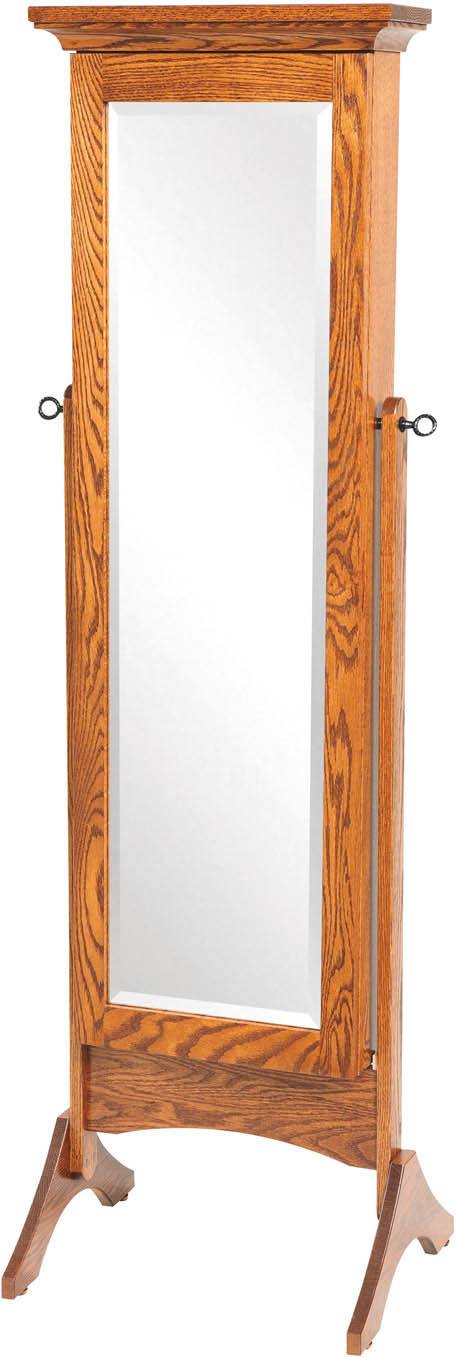 Amish Standing Shaker Mirrored Jewelry Armoire