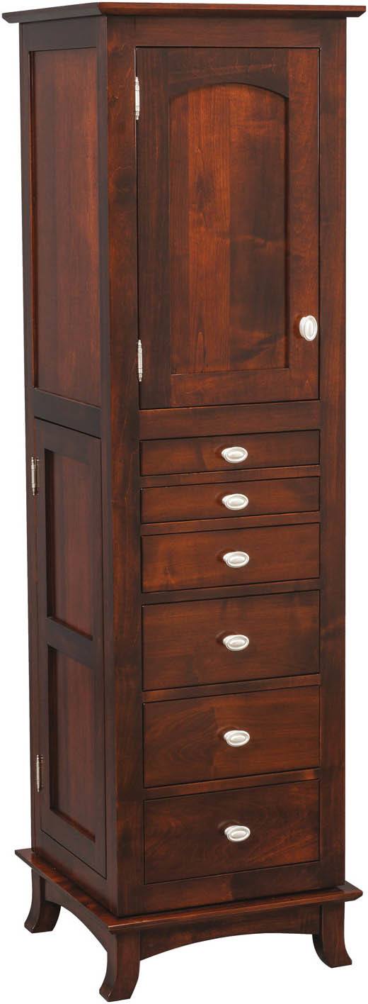 Amish Revolving Shaker Mirrored Jewelry Armoire