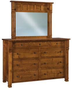 Brockport Nine Drawer Mule Dresser with Mirror