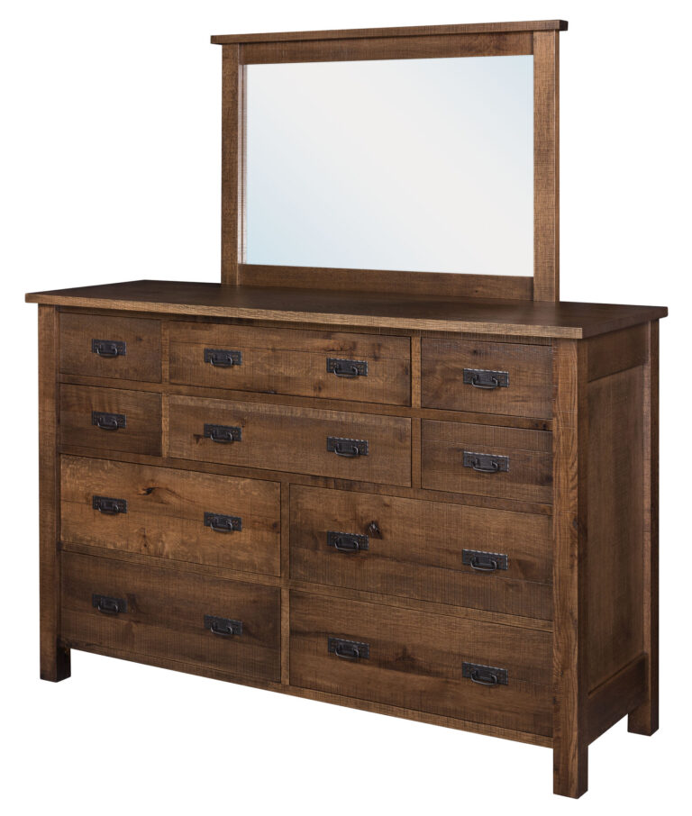 Amish Regent 10 Drawer Dresser with Mirror