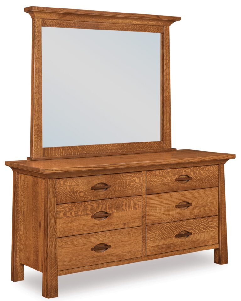 Custom Edgewood Six Drawer Dresser with Mirror