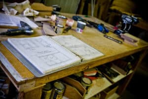 Work Bench in Amish Furniture Workshop